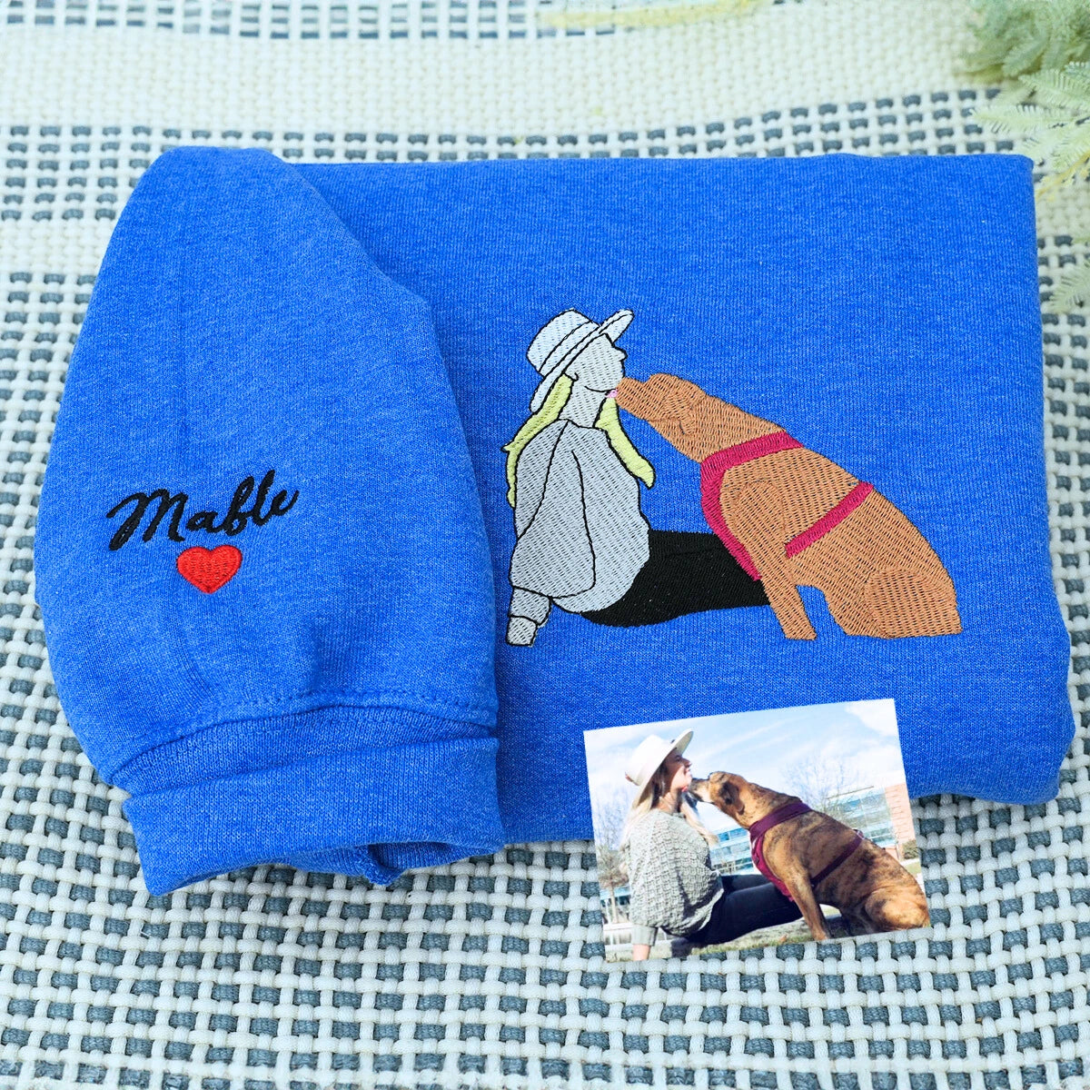 Heather Deep Royal Dog Mom Sweatshirt. a meaningful and cozy gift for dog mom