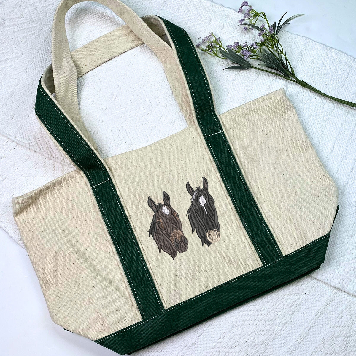 Custom Embroidered Horse Tote Bag with Same Design