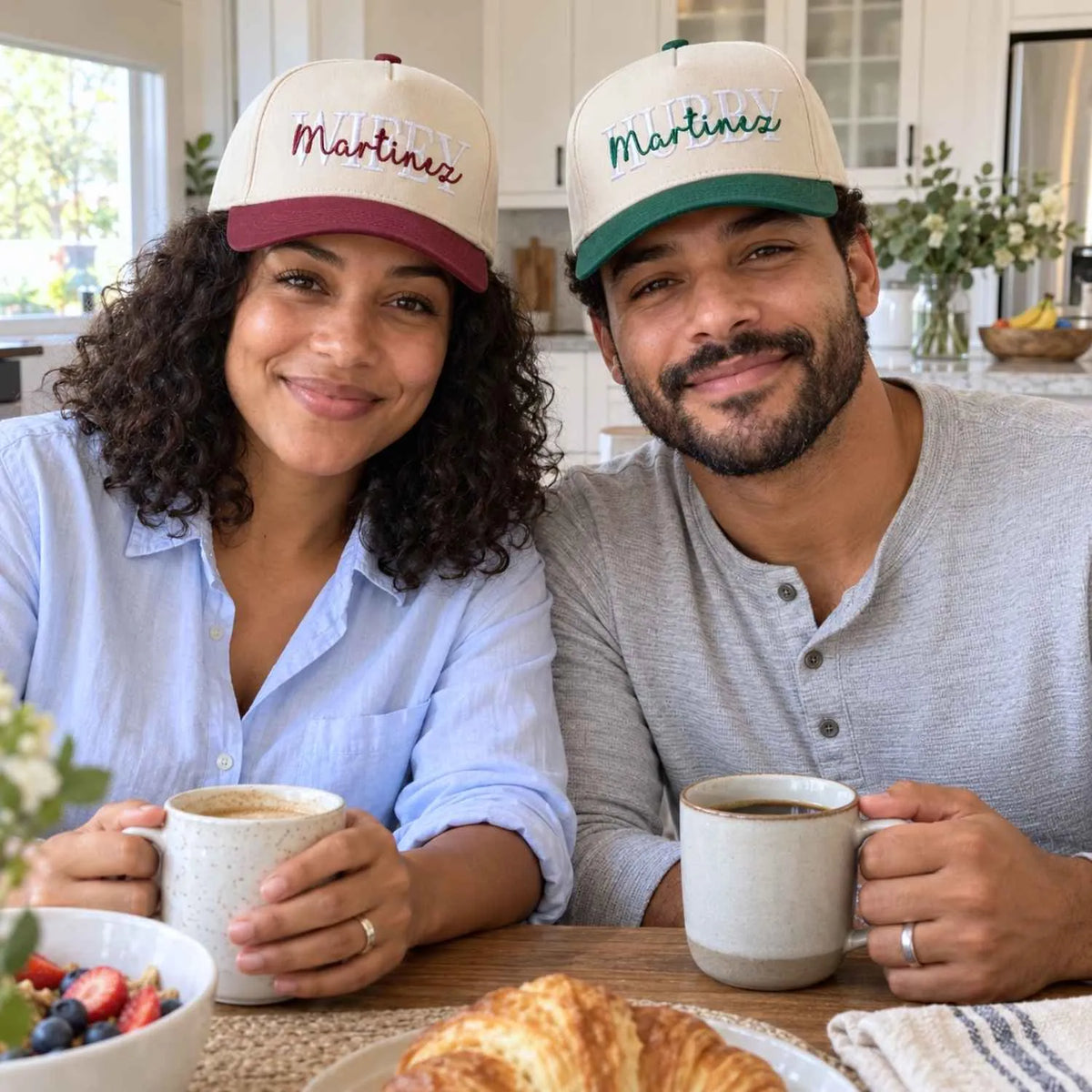 Matching Hubby and Wifey Snapback Hat, Embroidered Cap for Couple, Bride and Groom Gift