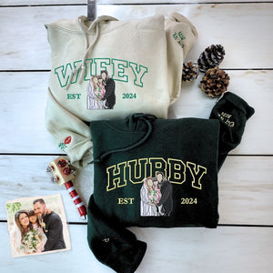 Hubby and Wifey Sweatshirt or Hoodie, Personalized Embroidered Gift Ideas For Married Couples