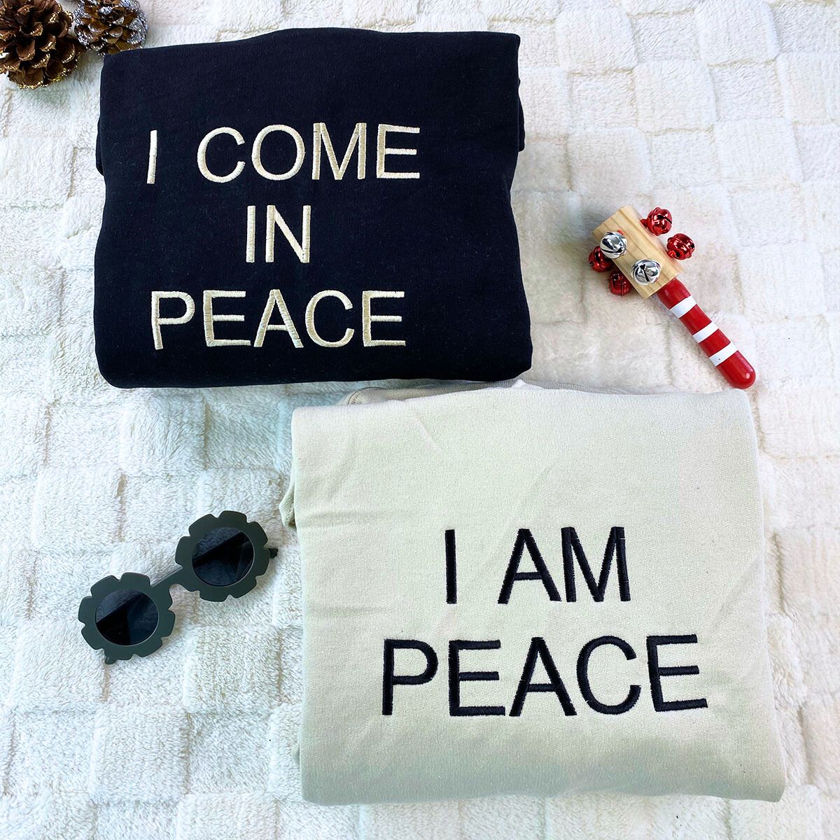 I Come In Peace Sweatshirt or Hoodie, Custom Embroidered Valentines Idea For Couples
