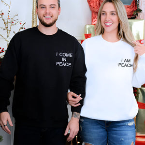 I Come In Peace Sweatshirt or Hoodie, Custom Embroidered Valentines Idea For Couples