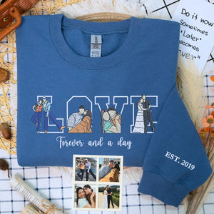 Custom Couple Love Life Photo Portrait Shirt, Sweatshirt or Hoodie, Personalized Embroidered Gift for Him Her