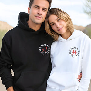 Initials Sweatshirt or Hoodie With Roman Numerals on Chest, Embroidered Valentine Gift Ideas For Him Her