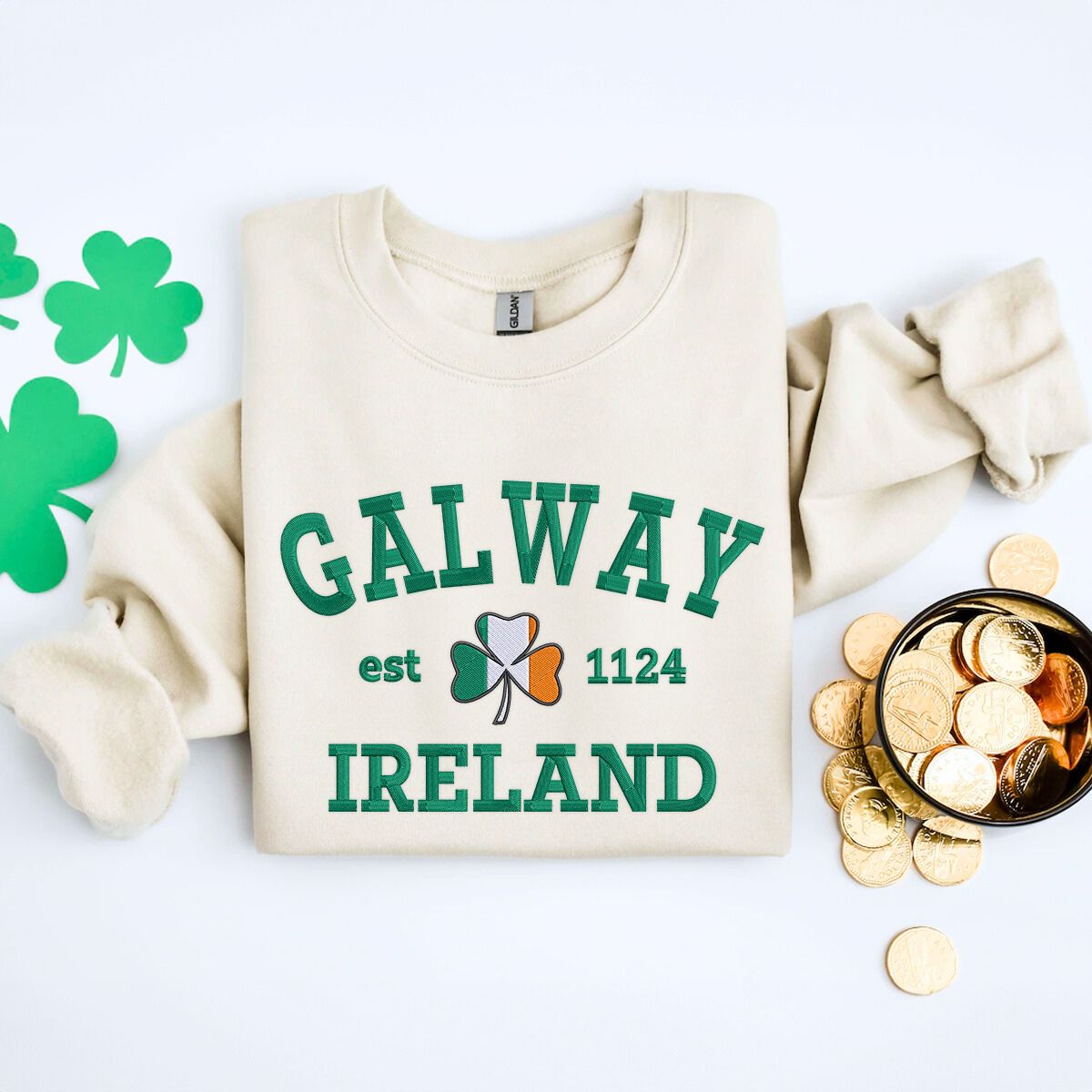 Dublin Ireland or Any Irish City Sweatshirt or Hoodie, Custom Embroidered Gift for St Paddy's Day