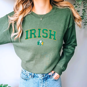 Personalized Gift for St Patrick's Day with Embroidered Irish Shamrock Flag Sweatshirt or Hoodie