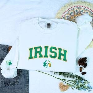 Personalized Gift for St Patrick's Day with Embroidered Irish Shamrock Flag Sweatshirt or Hoodie