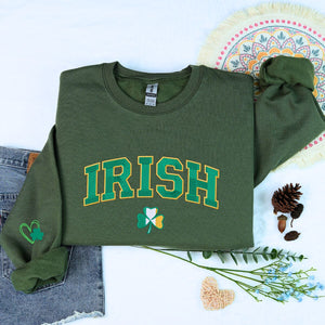 Personalized Gift for St Patrick's Day with Embroidered Irish Shamrock Flag Sweatshirt or Hoodie