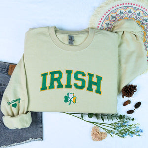 Personalized Gift for St Patrick's Day with Embroidered Irish Shamrock Flag Sweatshirt or Hoodie