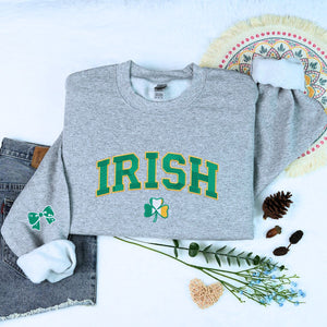 Personalized Gift for St Patrick's Day with Embroidered Irish Shamrock Flag Sweatshirt or Hoodie