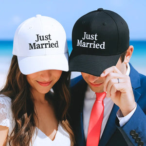 Custom Just Married Hat, Honeymoon Embroidered Gift, Wedding Gift, Groom Gift, Bride Gift