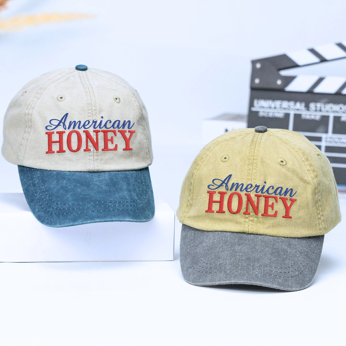 American Honey Embroidered Dyed Hat, 4th July Gift