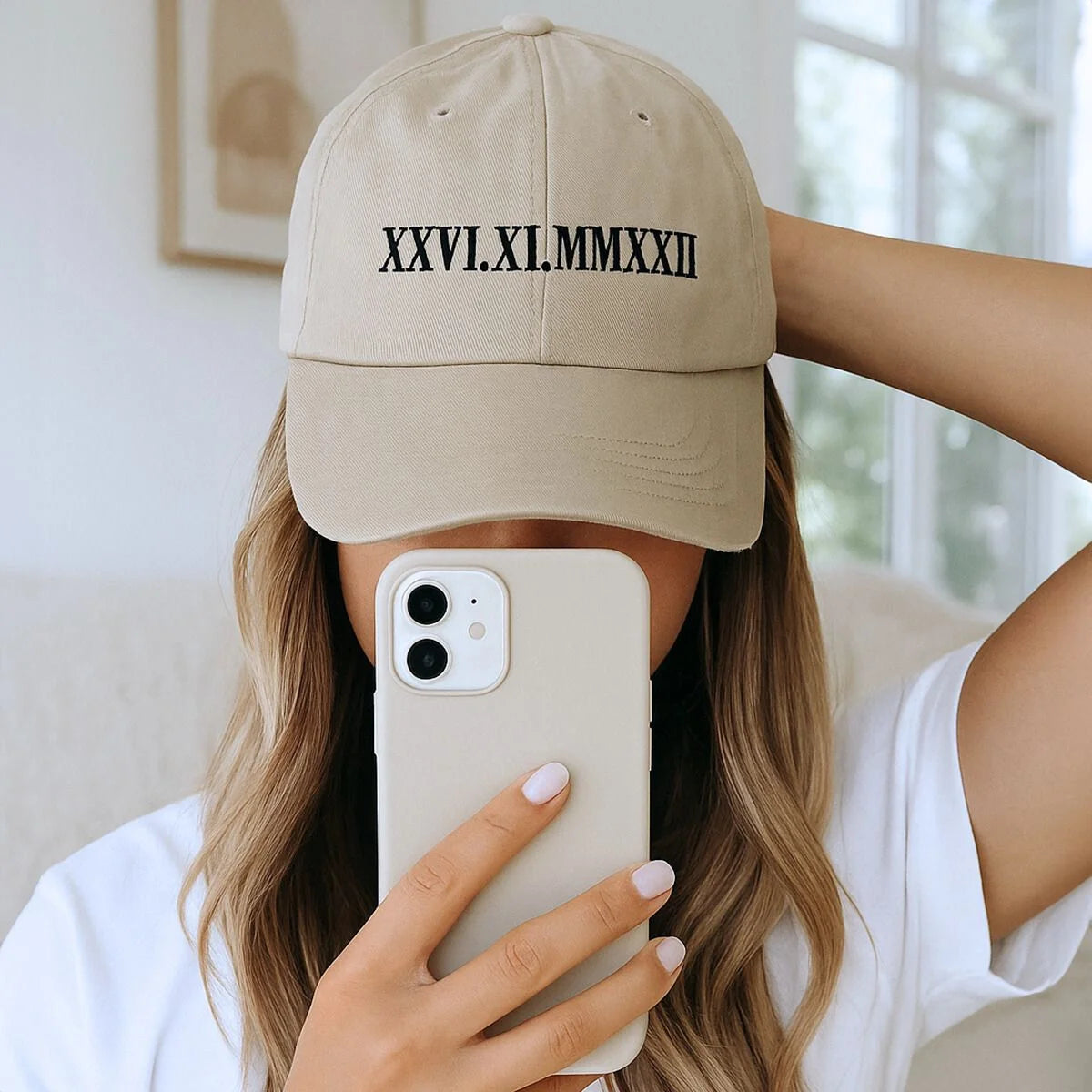 Custom Roman Numeral Hat, Matching Wedding Date Hat, Bride Hat, Embroidered Wedding GIft