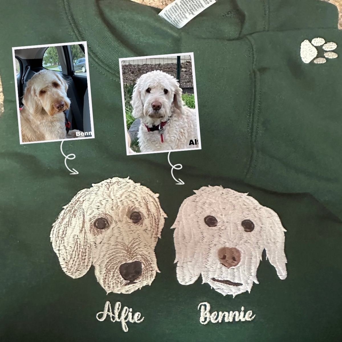 Labradoodle Sweatshirt or Hoodie Custom Embroidered Gift from Photo Name