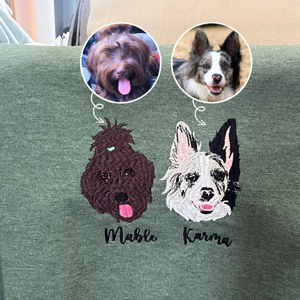 Border Collie Sweatshirt or Hoodie, Custom Embroidered Gift from Photo Name