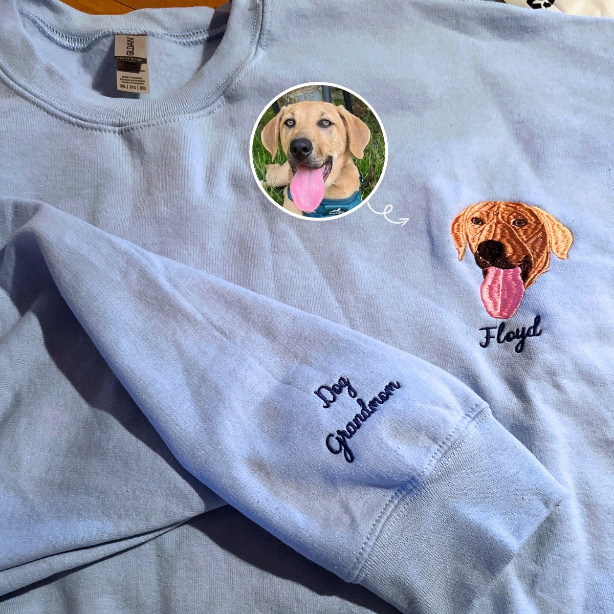 Labrador Sweatshirt or Hoodie, Custom Embroidered Gift from Photo Name