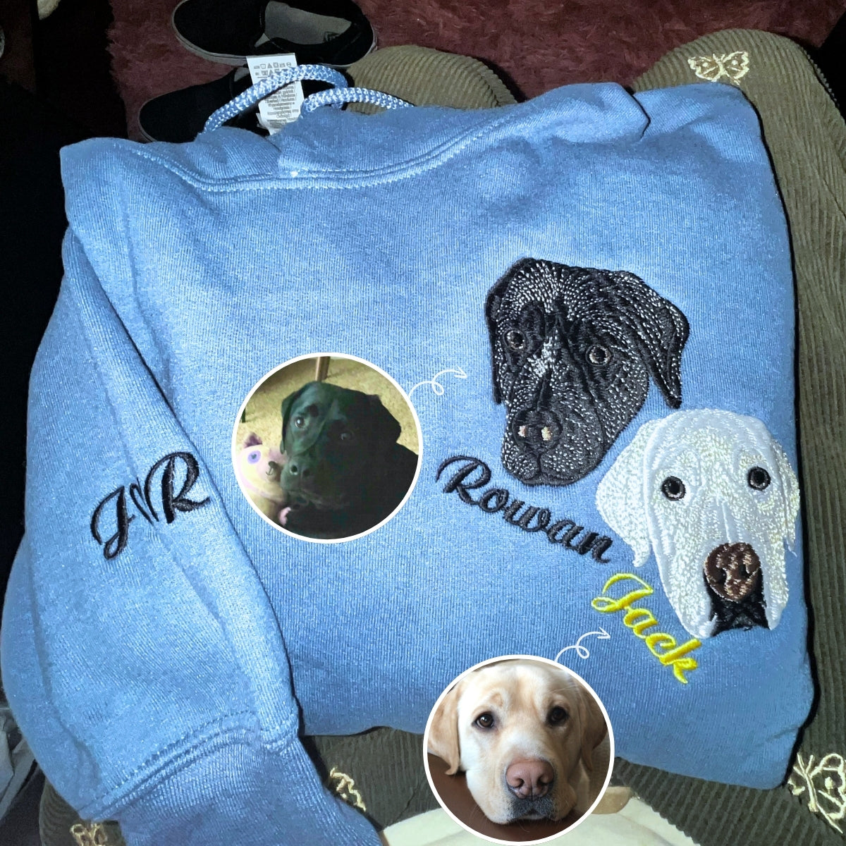 Labrador Sweatshirt or Hoodie, Custom Embroidered Gift from Photo Name