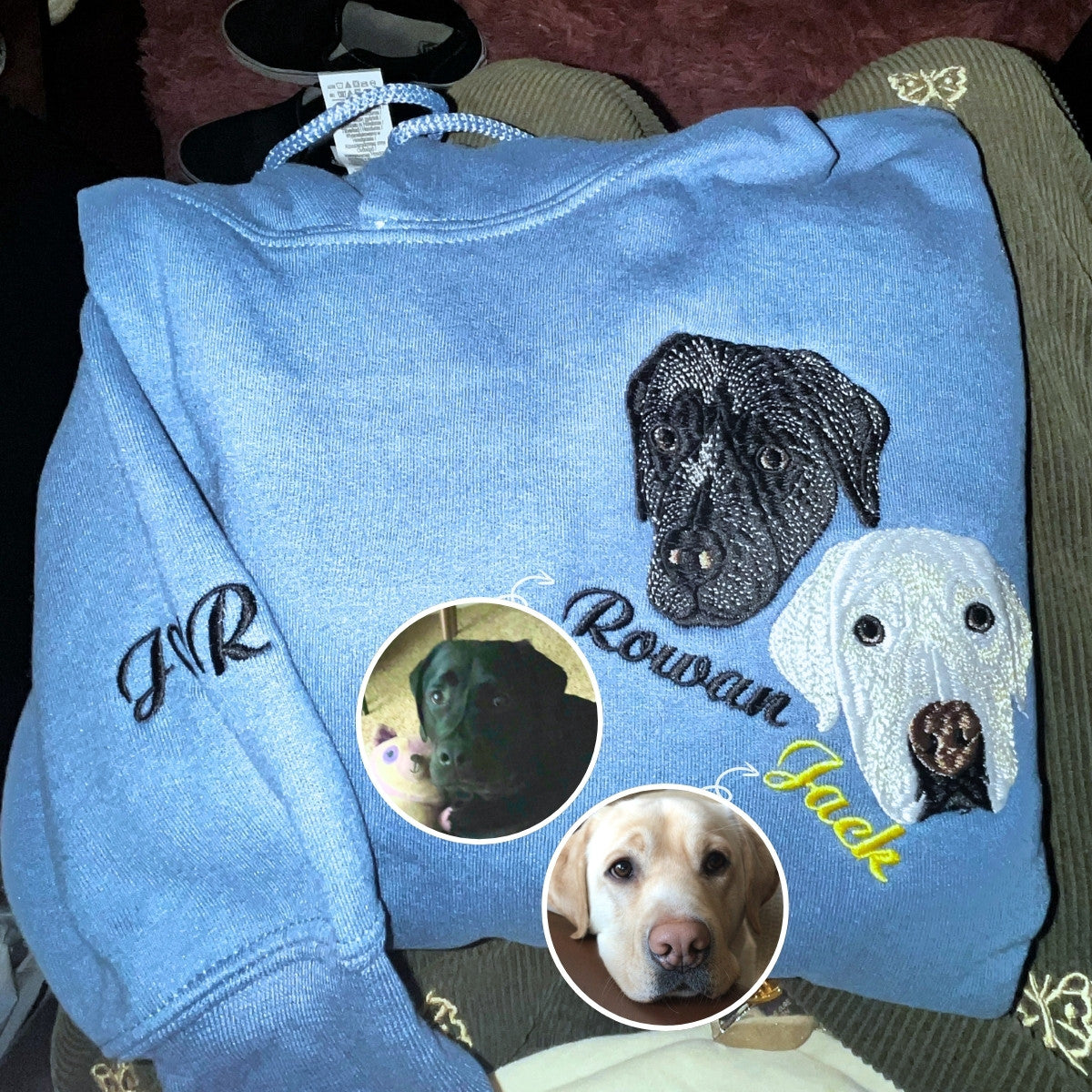 Custom Embroidered Dog Mom Hoodie, Personalized Hoodie with Icon, Gift For Dog Lovers - Embroly