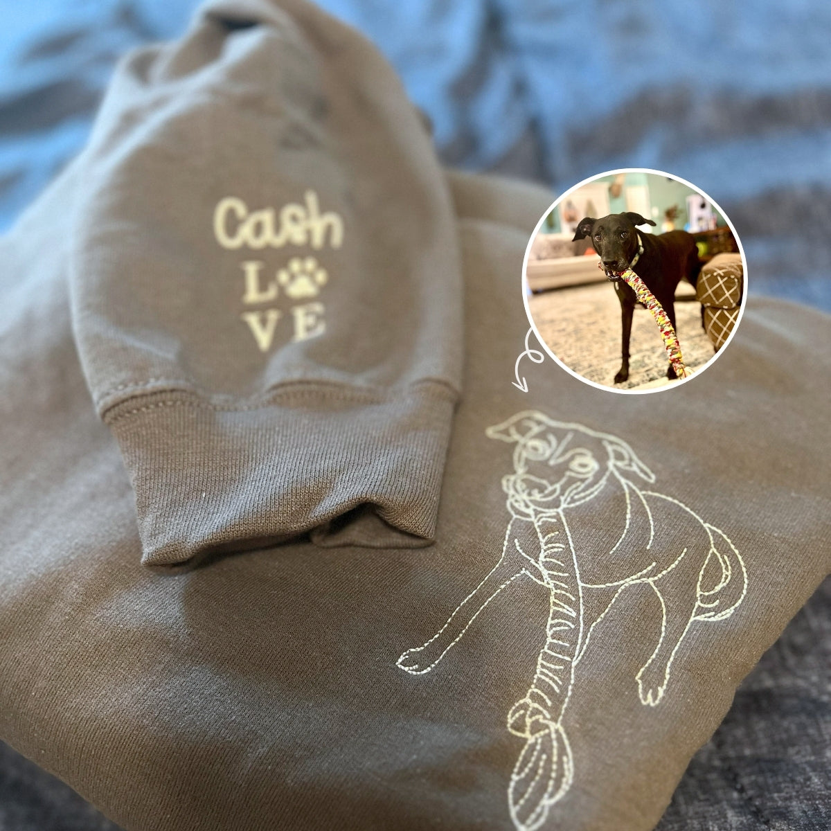 Labrador Sweatshirt or Hoodie, Custom Embroidered Gift from Photo Name