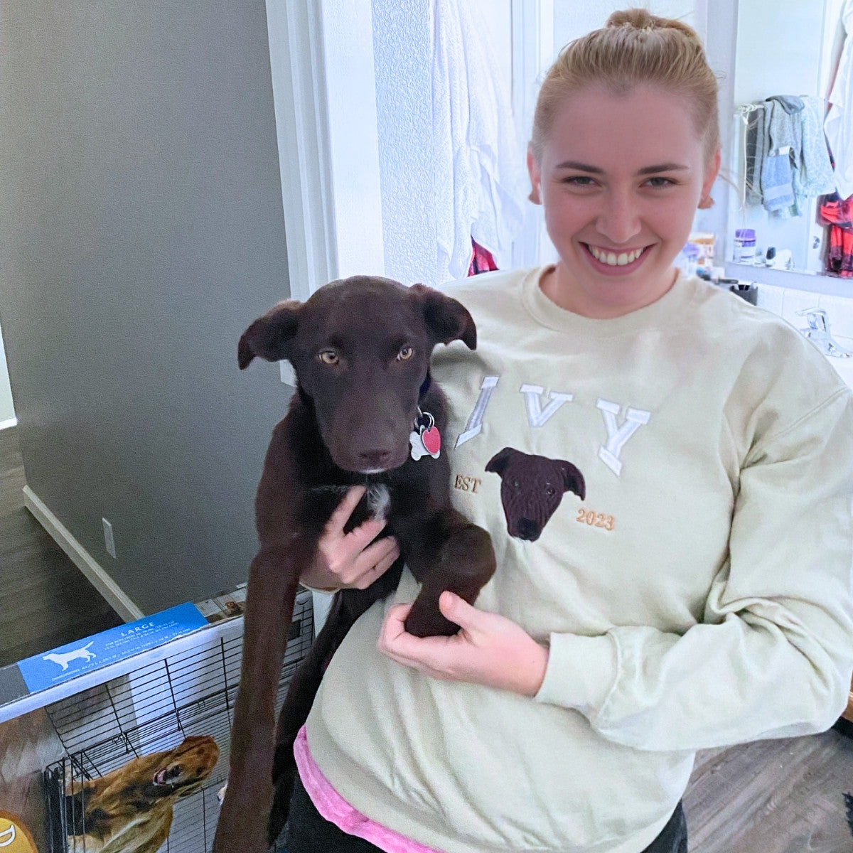 Custom Embroidered Dog Mom Hoodie, Personalized Hoodie with Icon, Gift For Dog Lovers - Embroly