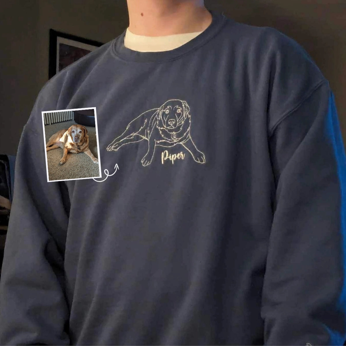Labrador Sweatshirt or Hoodie, Custom Embroidered Gift from Photo Name