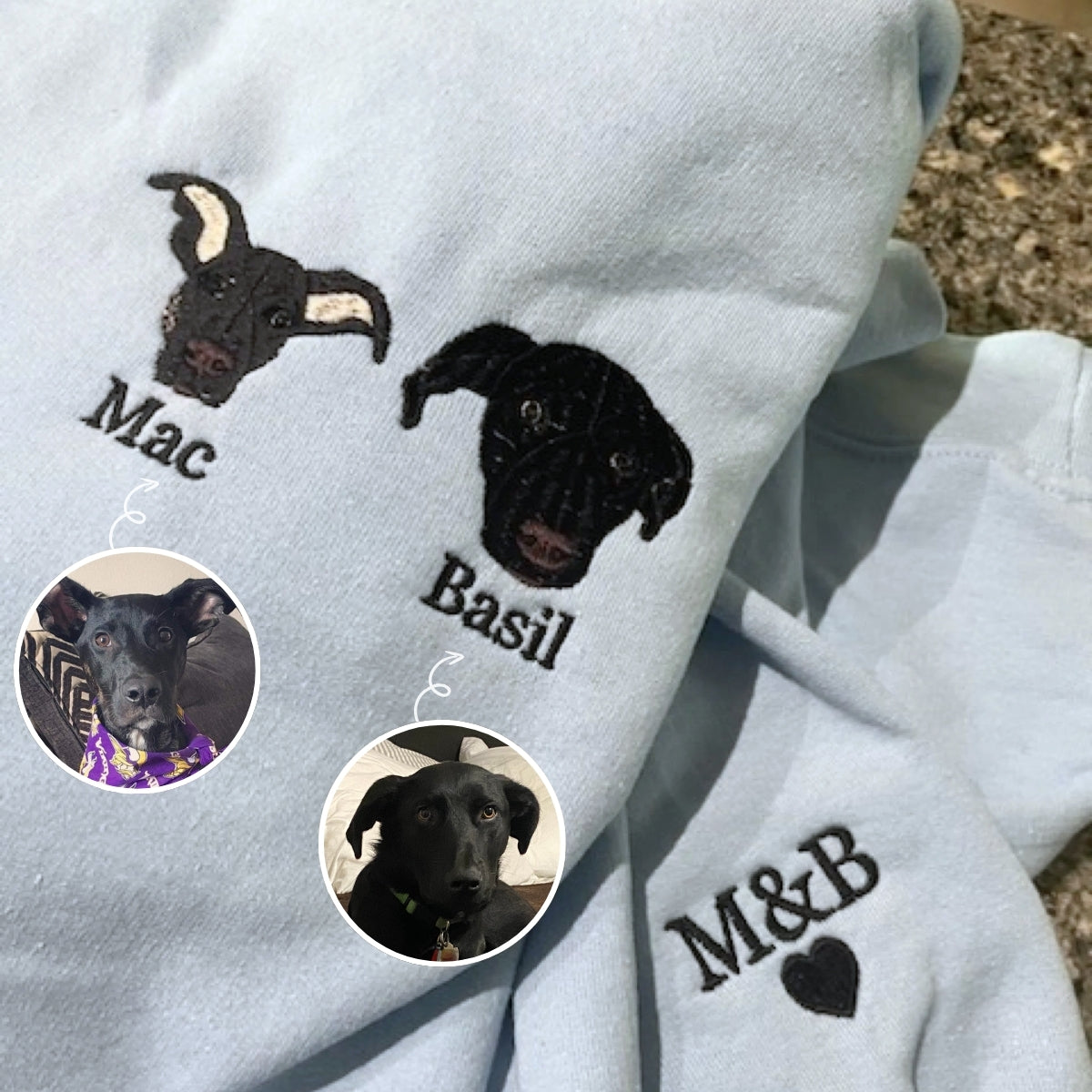 Labrador Sweatshirt or Hoodie, Custom Embroidered Gift from Photo Name