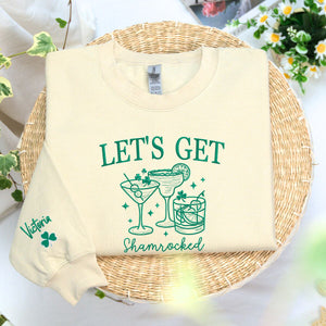 Let's Get Shamrocked Sweatshirt or Hoodie, Custom Embroidered Gift for St Patrick's Day Drinking