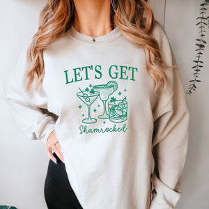 Let's Get Shamrocked Sweatshirt or Hoodie, Custom Embroidered Gift for St Patrick's Day Drinking