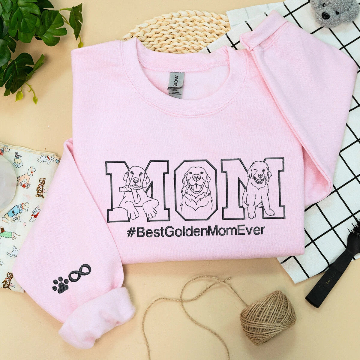 Light Pink Dog Life Sweatshirt, a meaningful and cozy gift for dog mom dog dad