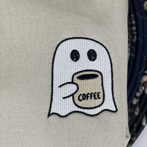 Little Ghost Coffee Crewneck, Embroidered Halloween Sweatshirt, Hoodie