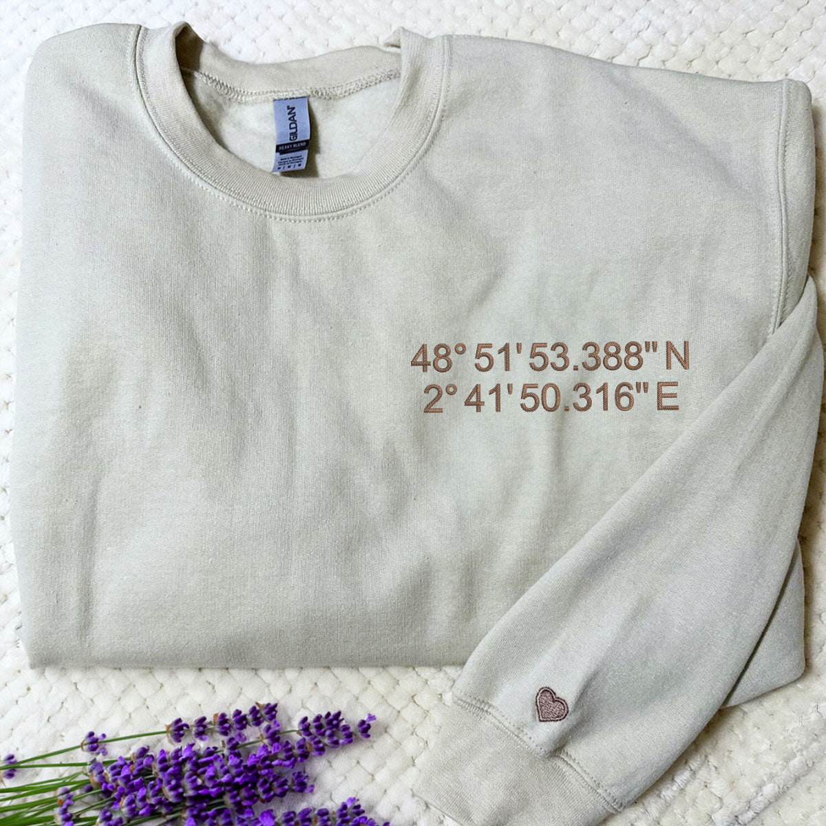 Custom Location Coordinates Cropped Embroidered Sweatshirt buying - personalised, Christmas gift, crewneck, best travel gift, sustainable, birthday