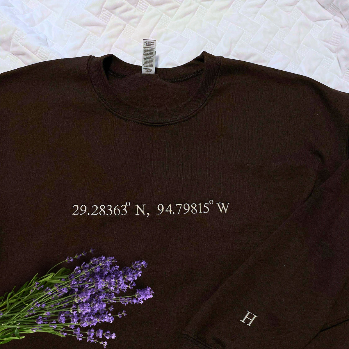 Custom Longitude and Latitude Location Sweatshirt or Hoodie with Embroidery - Embroly