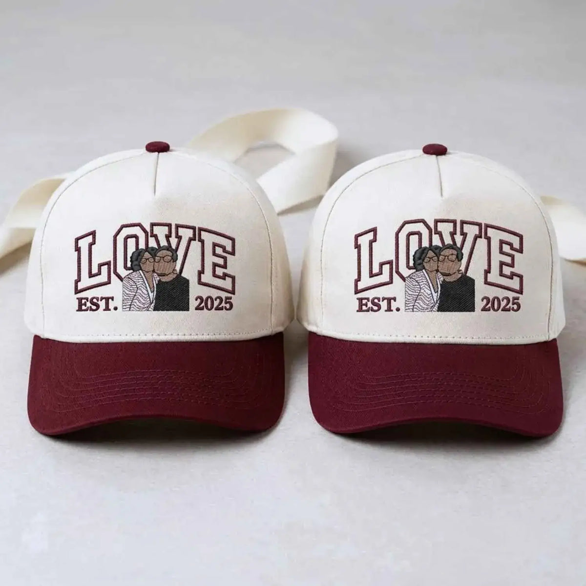 Custom Couple Love Life Photo Snapback Hat, Embroidered Him Her Portrait Cap, Gift for Wife Husband
