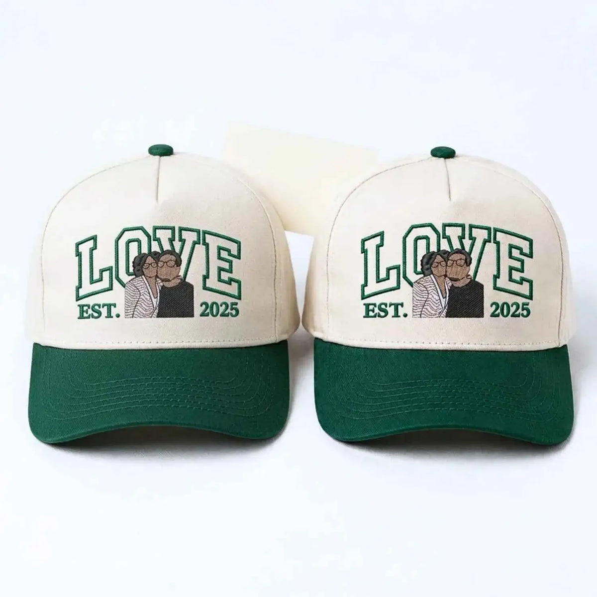 Custom Couple Love Life Photo Snapback Hat, Embroidered Him Her Portrait Cap, Gift for Wife Husband