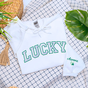 Lucky Sweatshirt or Hoodie, Custom Embroidered Gift for St Patrick's Day