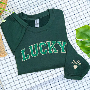 Lucky Sweatshirt or Hoodie, Custom Embroidered Gift for St Patrick's Day