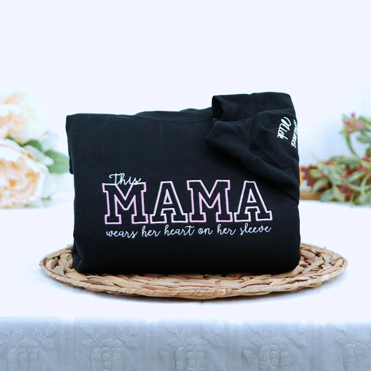 Black Mama Sweatshirt embroidery, a meaningful and cozy gift for mama
