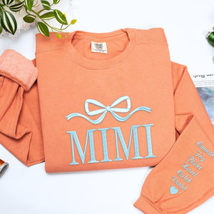 Comfort Colors Mama Bow T-Shirt or Sweatshirt, Custom Embroidered Mother's Day Gift for Mom