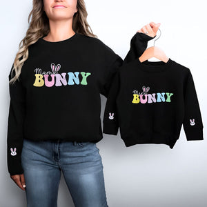 Mama Bunny Mini Bunny Sweatshirt or Hoodie, Custom Embroidered Easter Gift for Mom