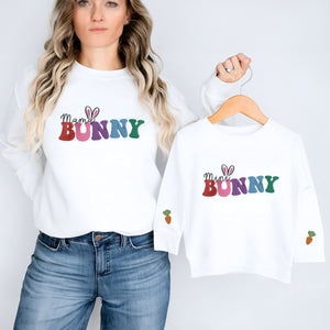 Mama Bunny Mini Bunny Sweatshirt or Hoodie, Custom Embroidered Easter Gift for Mom