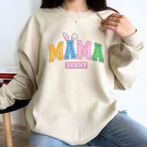 Mama Bunny Sweatshirt or Hoodie, Custom Embroidered Easter Gift For Mom, Grandma