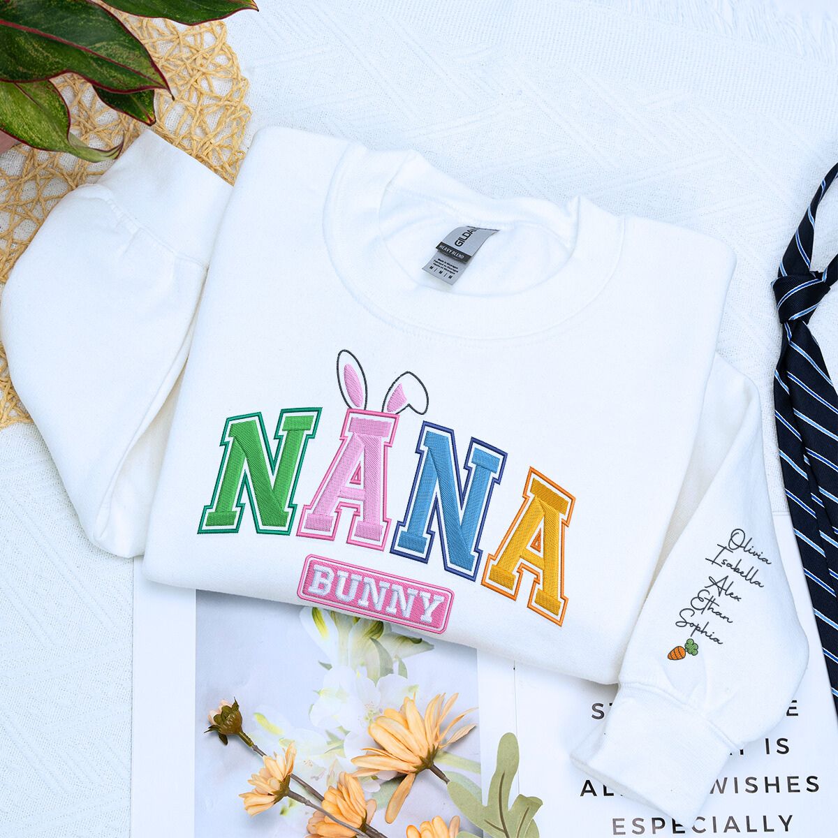 Mama Bunny Sweatshirt or Hoodie, Custom Embroidered Easter Gift For Mom, Grandma