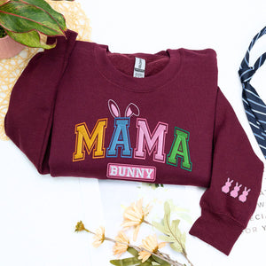 Mama Bunny Sweatshirt or Hoodie, Custom Embroidered Easter Gift For Mom, Grandma