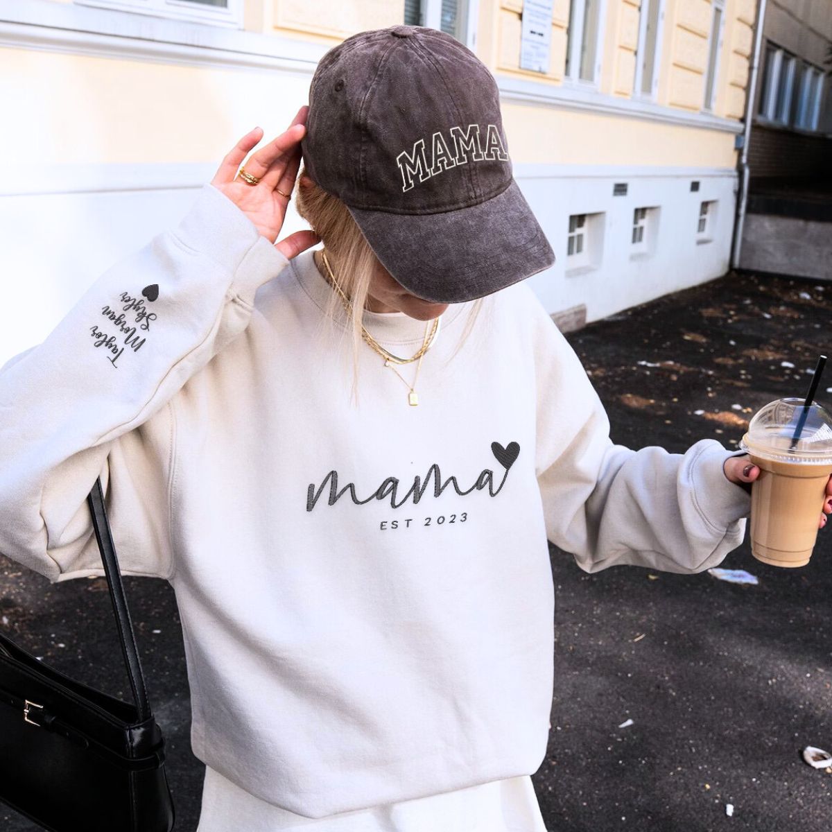 Sand Mama Heart Sweatshirt with 'EST. 2022' embroidery, a meaningful and cozy gift for mama
