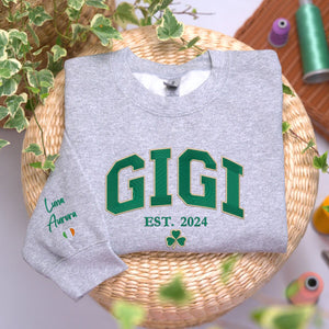 Mama St Patrick's Day Sweatshirt or Hoodie, Custom Embroidered Gift for Lucky Mama