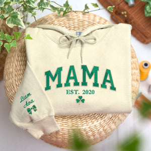 Mama St Patrick's Day Sweatshirt or Hoodie, Custom Embroidered Gift for Lucky Mama