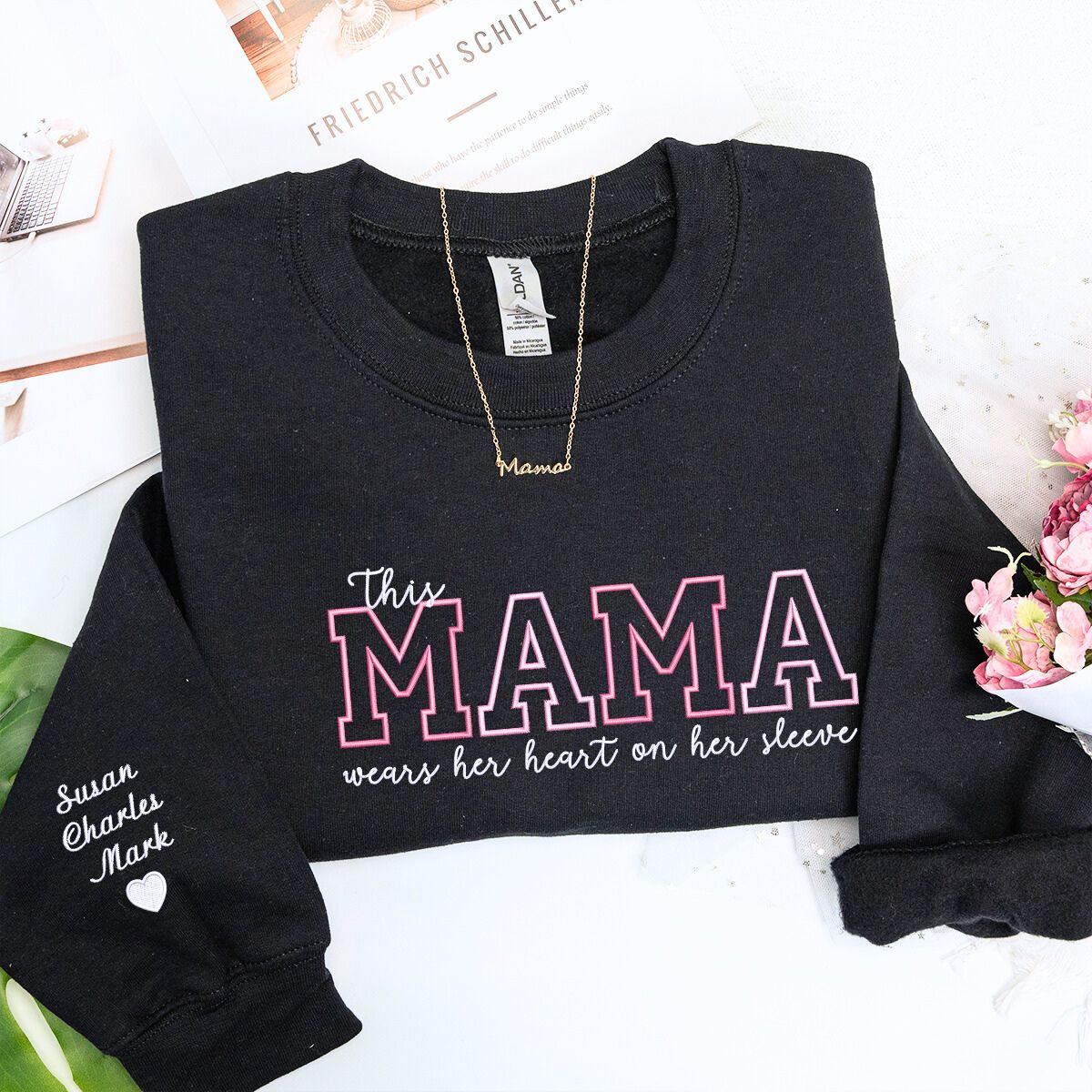 Black Mama Sweatshirt embroidery, a meaningful and cozy gift for mama