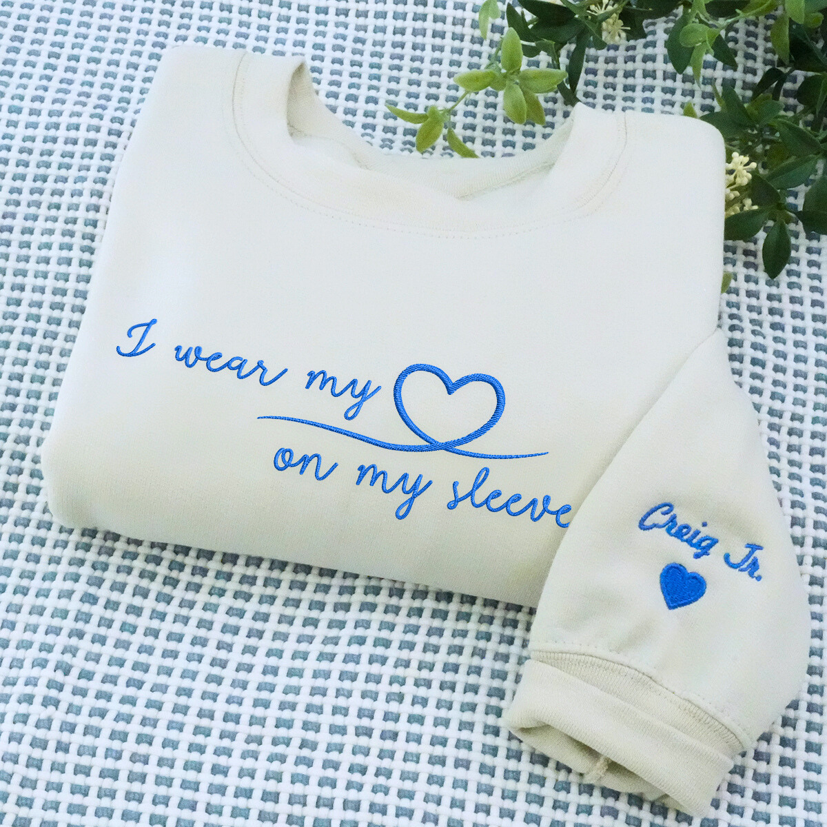 I Waer My Heart On My Sleeve Embroidery Sweatshirt or Hoodie, Meaningful Gift for Mama Embroly