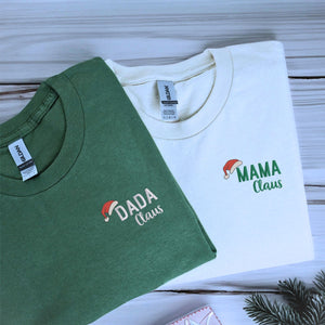 Custom Christmas Family Dada Mama Mini Claus Matching Sweatshirt or Hoodie, Embroidered Gift for Family