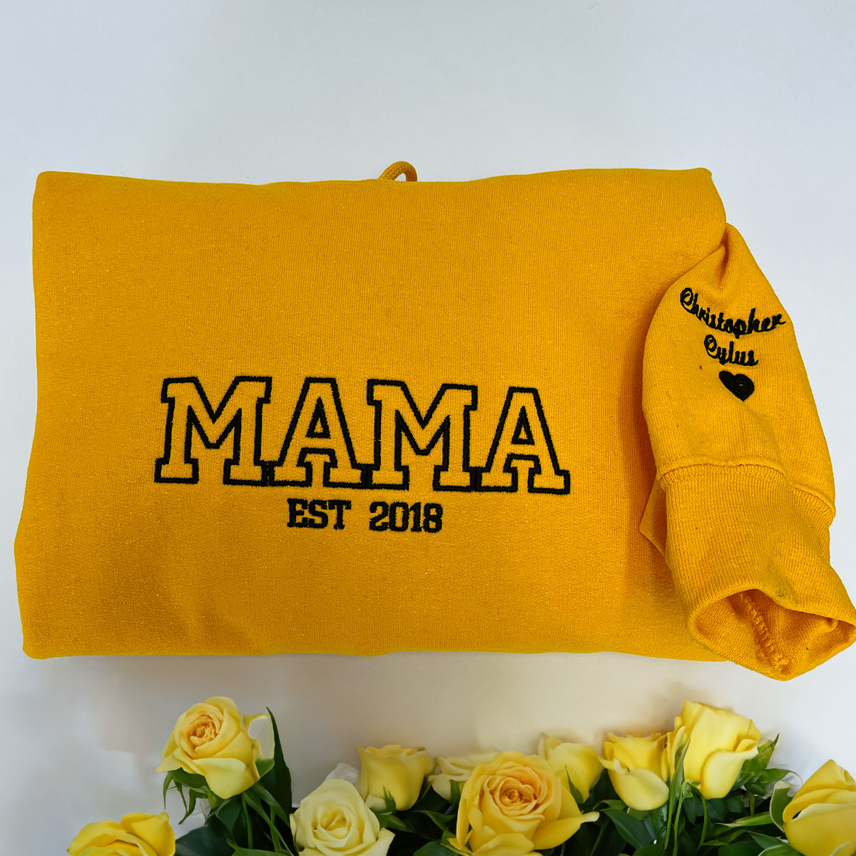 ☺MAMAHAPPY☺ Custom Embroidered Mama Sweatshirt, Mama Floral Applique